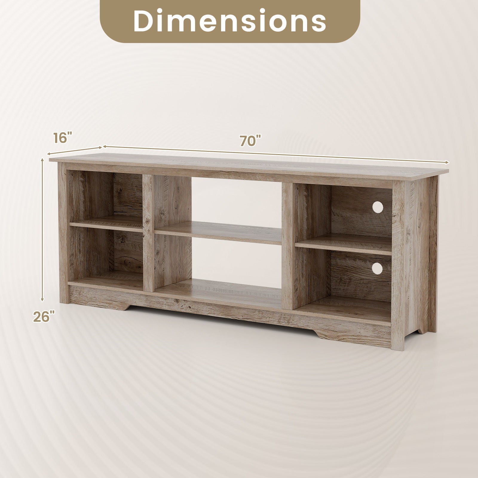 70 Inch TV Stand for up to 75 Inch Flat Screen TVs with Adjustable Shelves