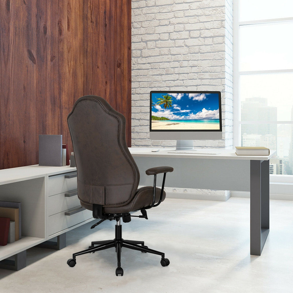 High Adjustable Back Executive Office Chair with Armrest-Brown