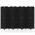 8-Panel Folding Room Divider with Hand-woven Texture and Wood Frame