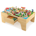 84-Piece Wooden Train and Activity Table with Reversible Top for Learning and Play