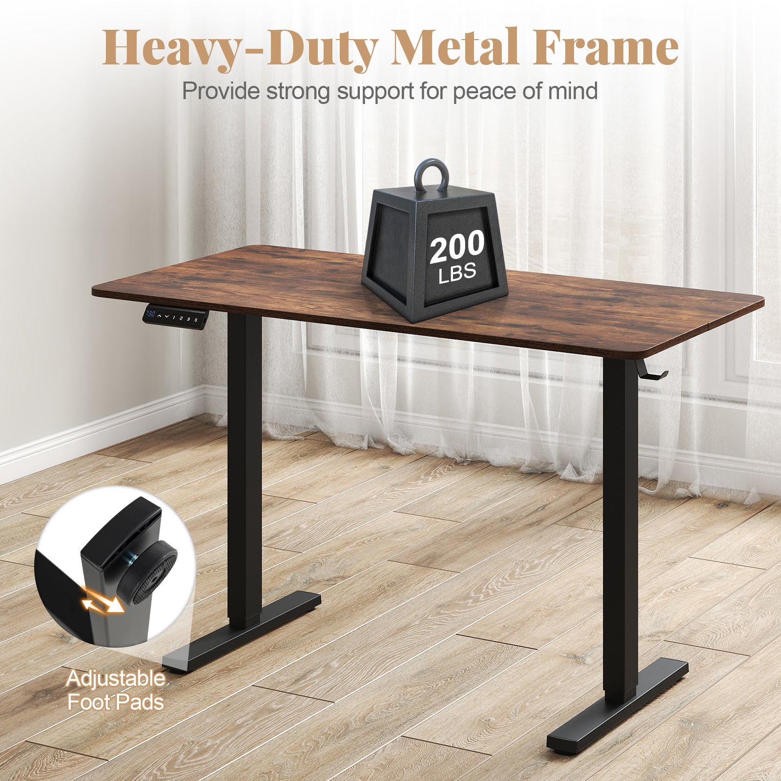 48 Inch x 24 Inch Ergonomic Electric Standing Desk with 3 Memory Settings for Home Office