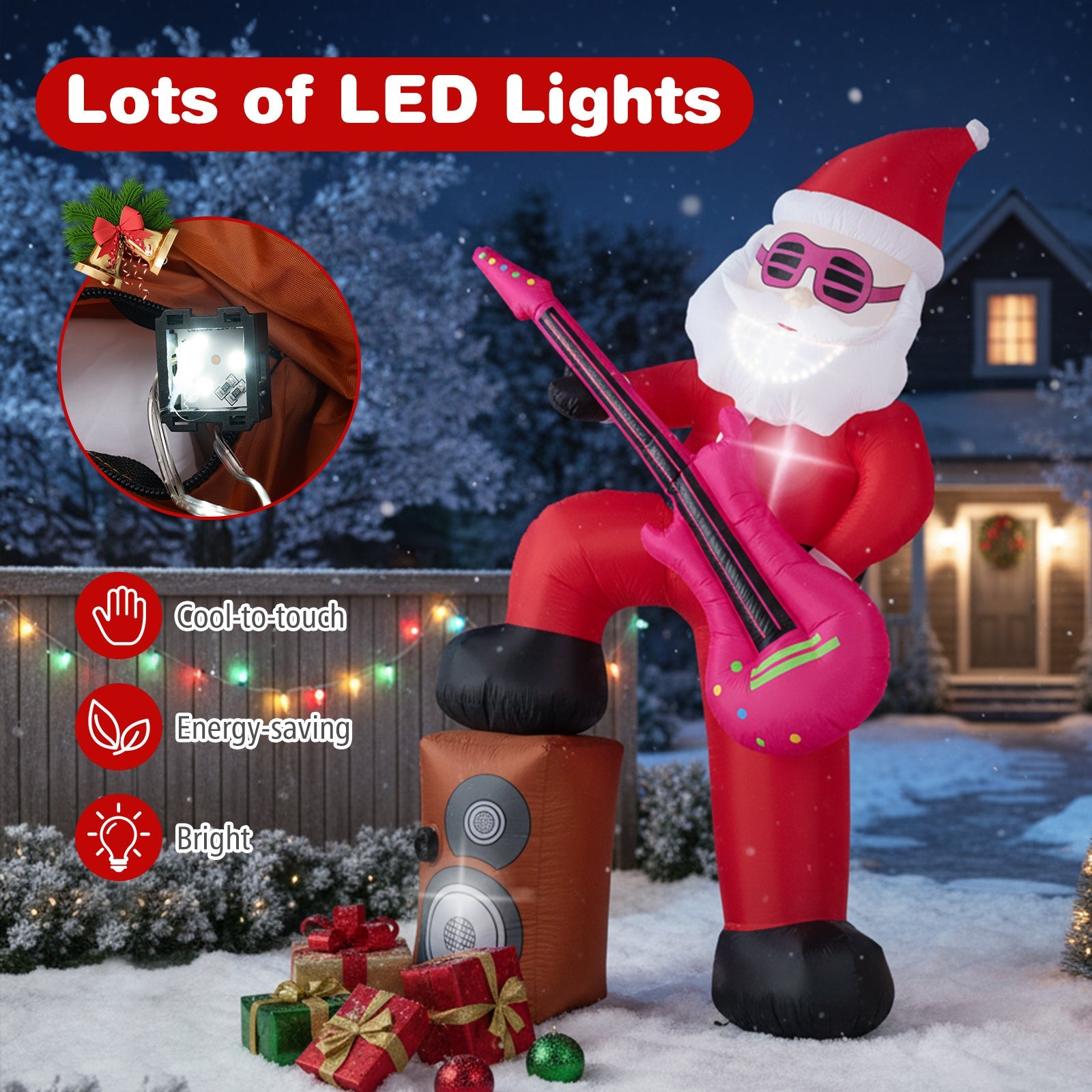 8.4 ft Inflatable Santa Claus with Sound-synced Light Effect and LED Lights