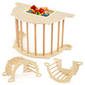 8 in 1 Climbing Arch Sensory Table for Kids with Collapsible Storage Bin for 3+ Years Old-Natural