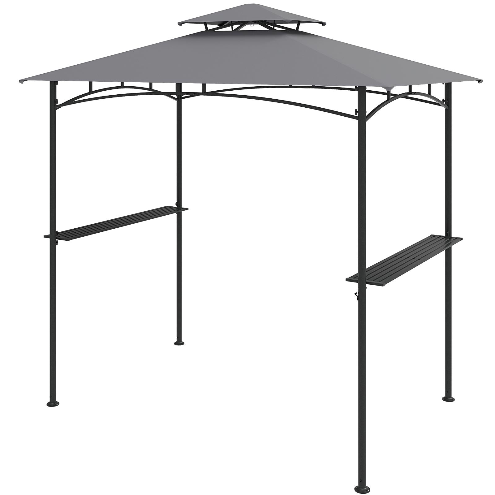 8 x 5 Feet Grill Gazebo with 2 Shelves 6 Hooks and Metal Frame-Gray