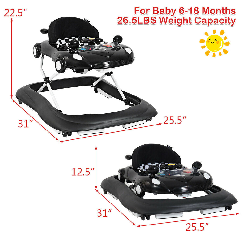 2-in-1 Foldable Baby Walker with Music Player and Lights
