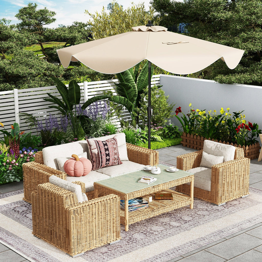9 FT Patio Umbrella with Crank Handle and Push Button Tilt