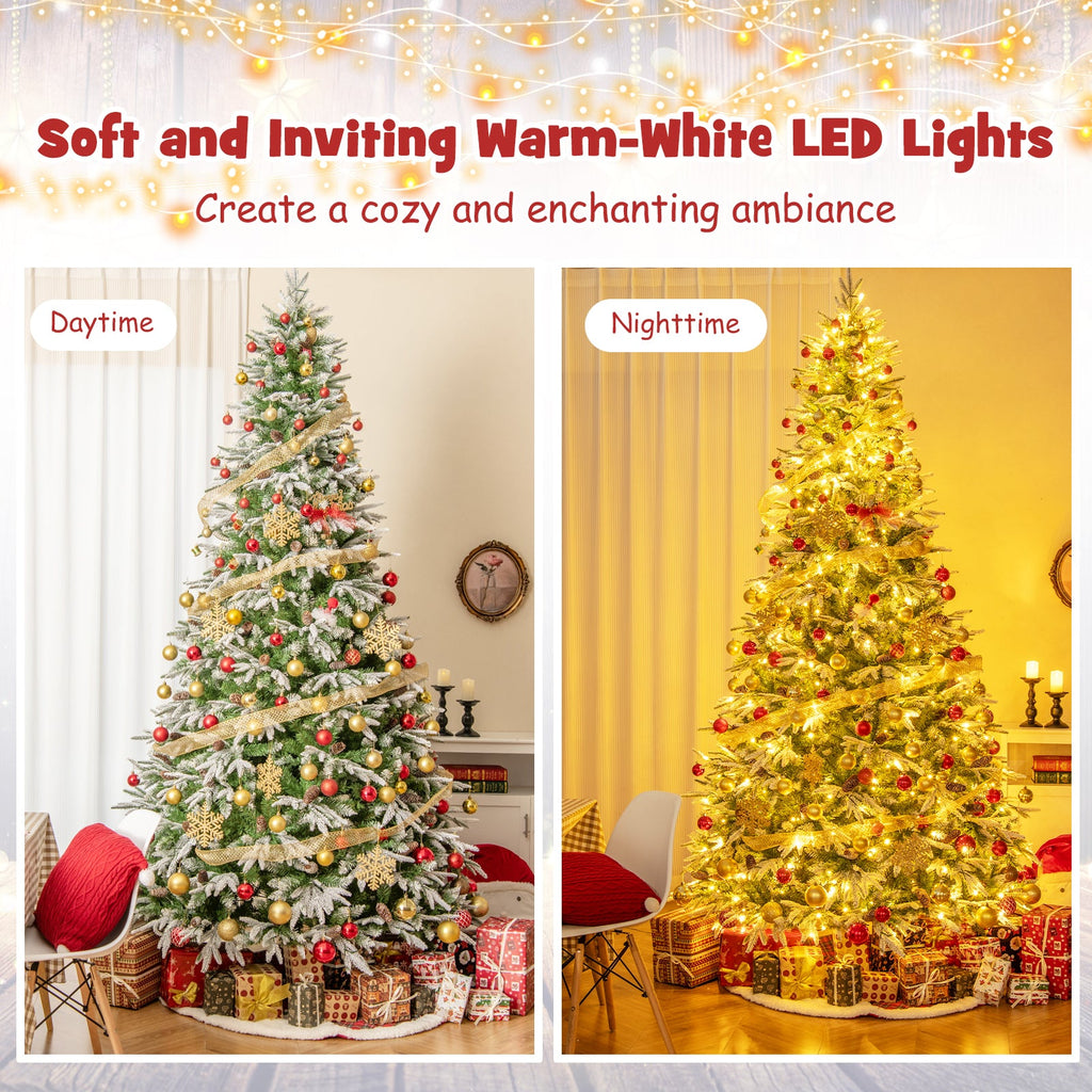 6/7.5/9 FT Pre-Lit Artificial Christmas Tree with 765/1135/1871 Tips and 280/470/690 Warm-White LED Lights