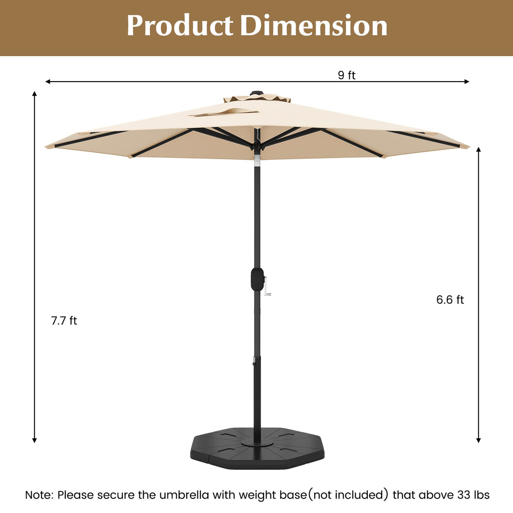 9 FT Outdoor Market Patio Table Umbrella Push Button Tilt Crank Lift-gray