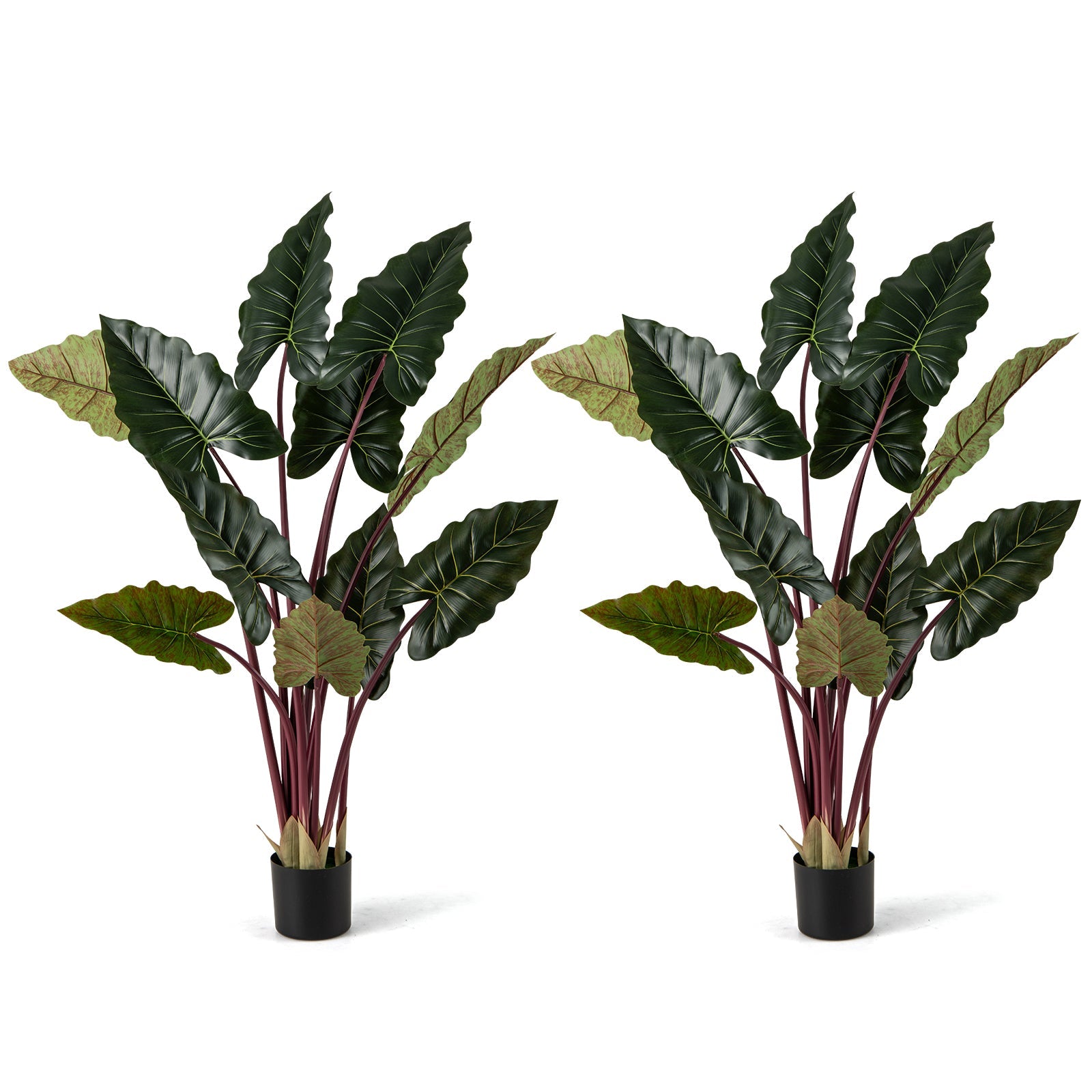Artificial Rainbow Taro Tree 63" Tall with 11 Faux Leaves