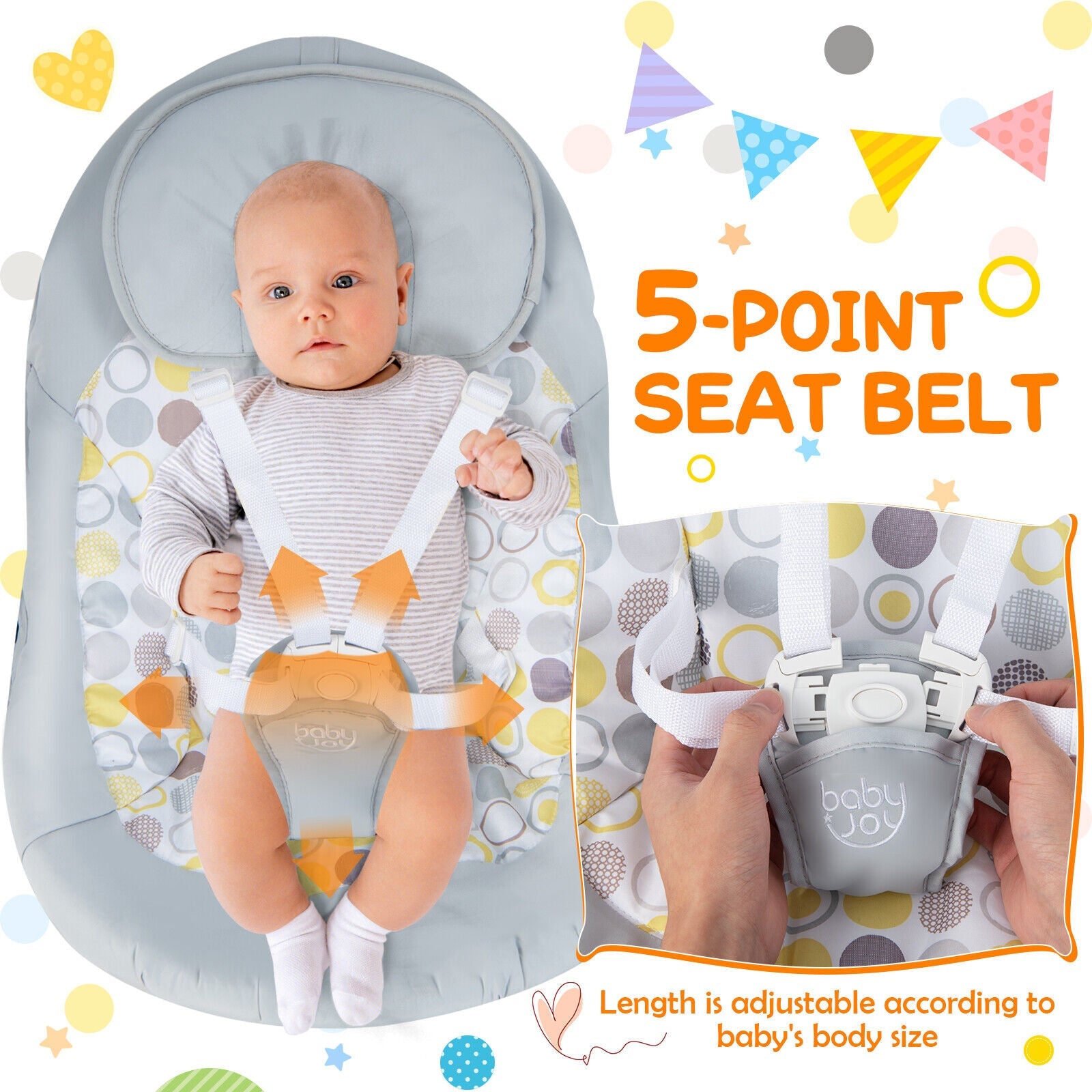 Electric Foldable Baby Rocking Chair with Adjustable Backrest