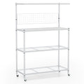 4-Tier Bakers Rack on Wheels with Adjustable Shelves-Silver