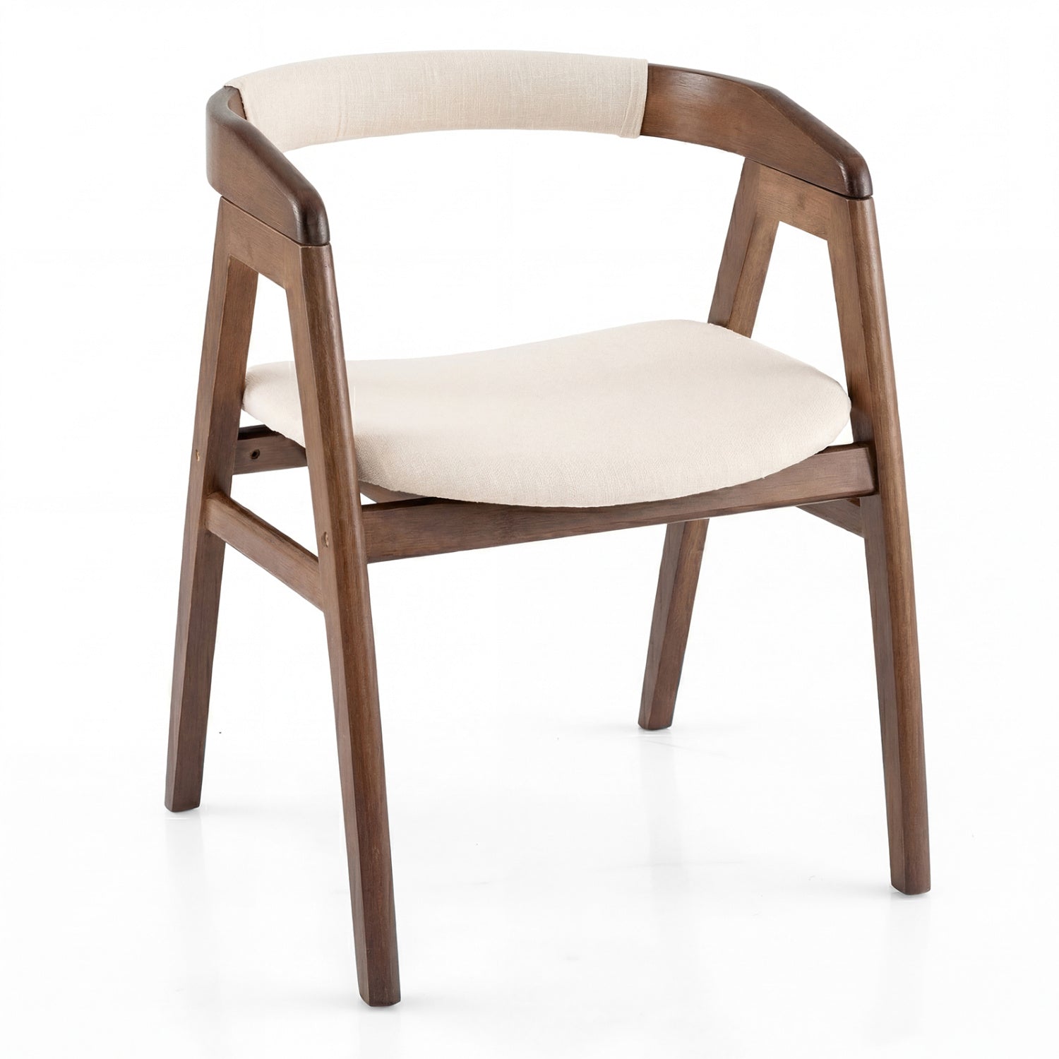 Leisure Bamboo Dining Chair with Curved Back and Anti-slip Foot Pads-Natural