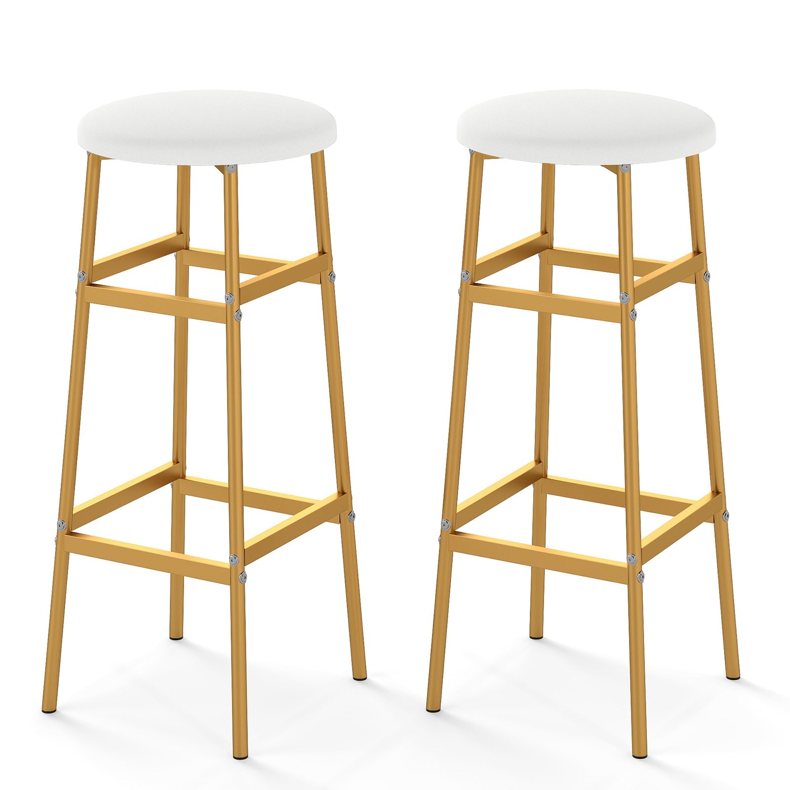 Bar Stools Set of 2 with Sturdy Metal Frame and Footrest