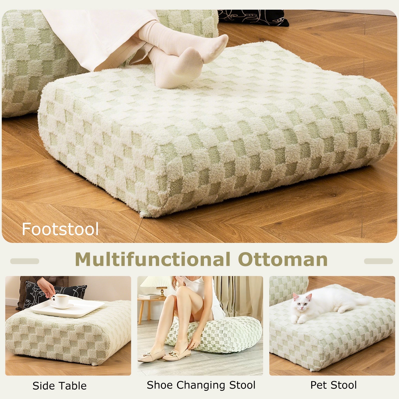 Bean Bag Chair with Ottoman and High Elasticity Sponge