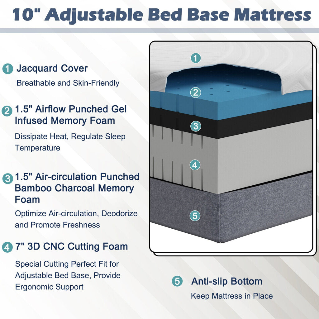 3D Bed Mattress Gel Memory Foam Convoluted Foam for Adjustable Bed