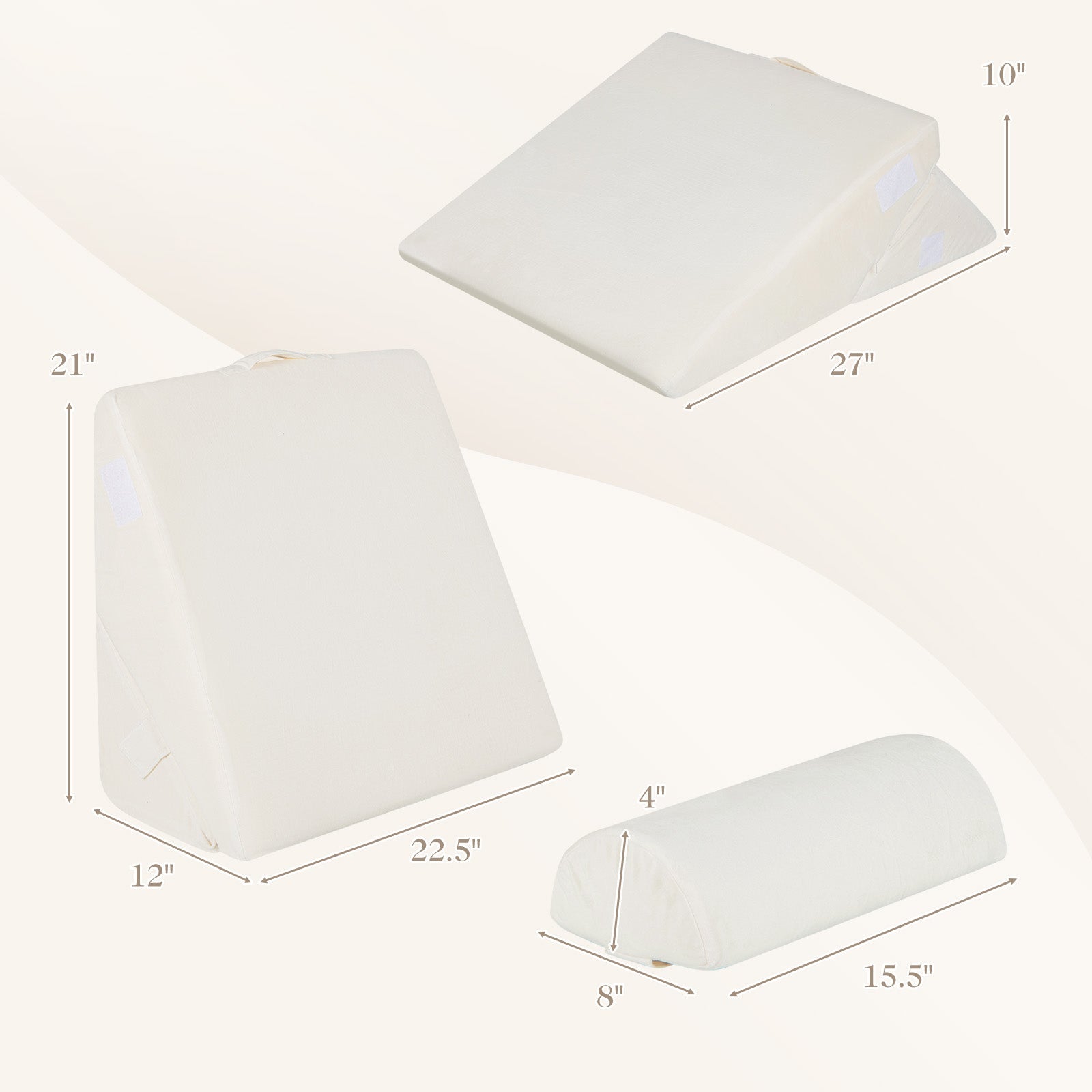 3 Pieces Bed Wedge Pillow Set with Air Memory Foam
