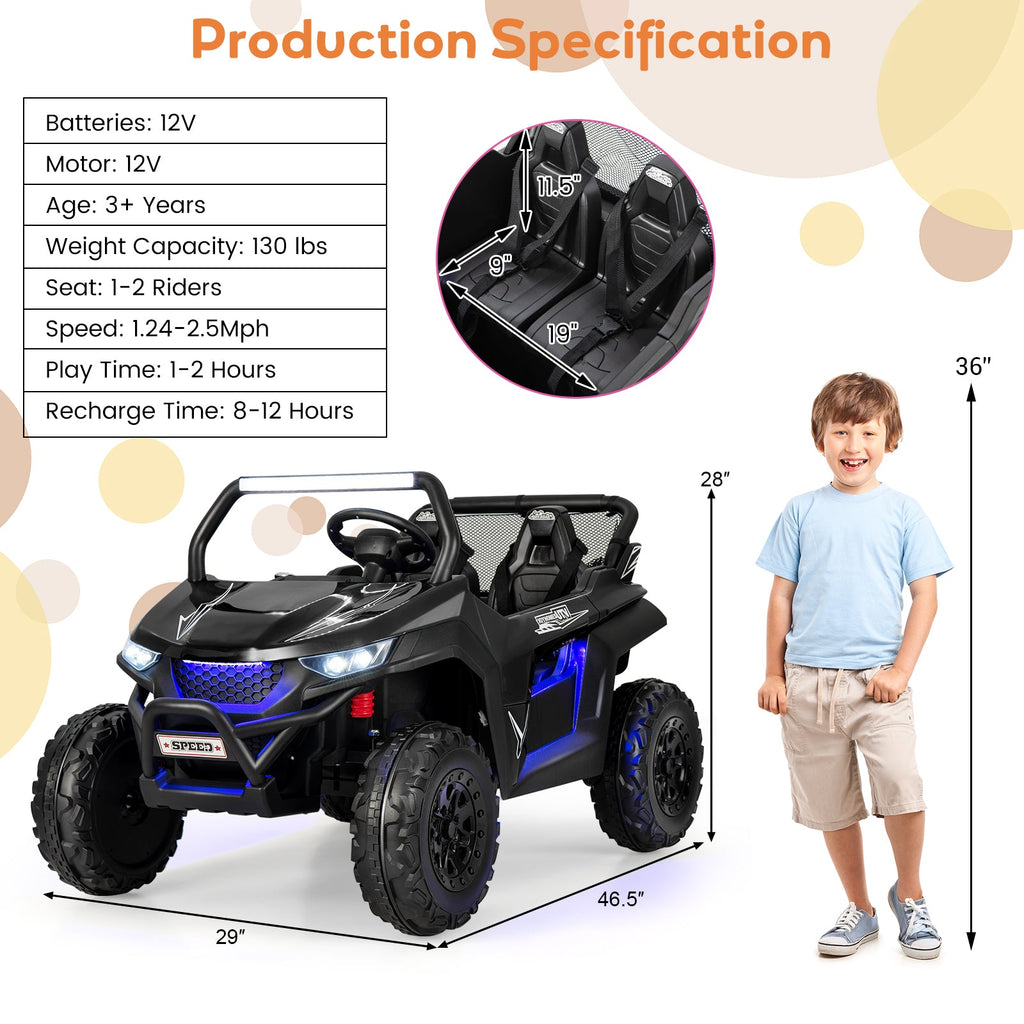 12V 2-Seater Kids Ride on UTV with Slow Start Function Music