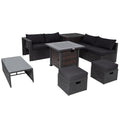 9 Pieces Patio Furniture Set with 32‚Äù Fire Pit Table and 50000 BTU Square Propane Fire Pit