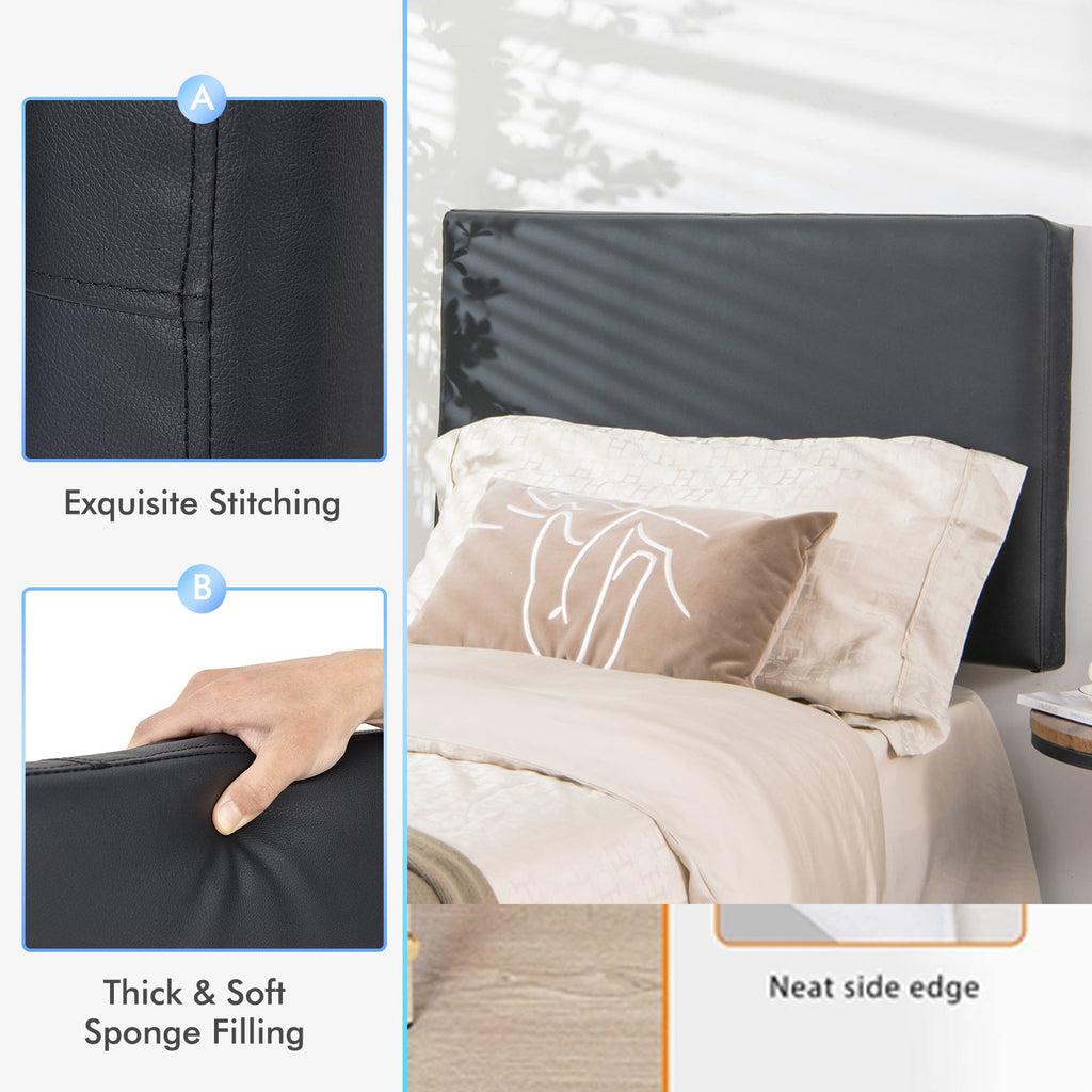 Upholstered Wall Mounted Headboard with Tufted Button Linen Fabric