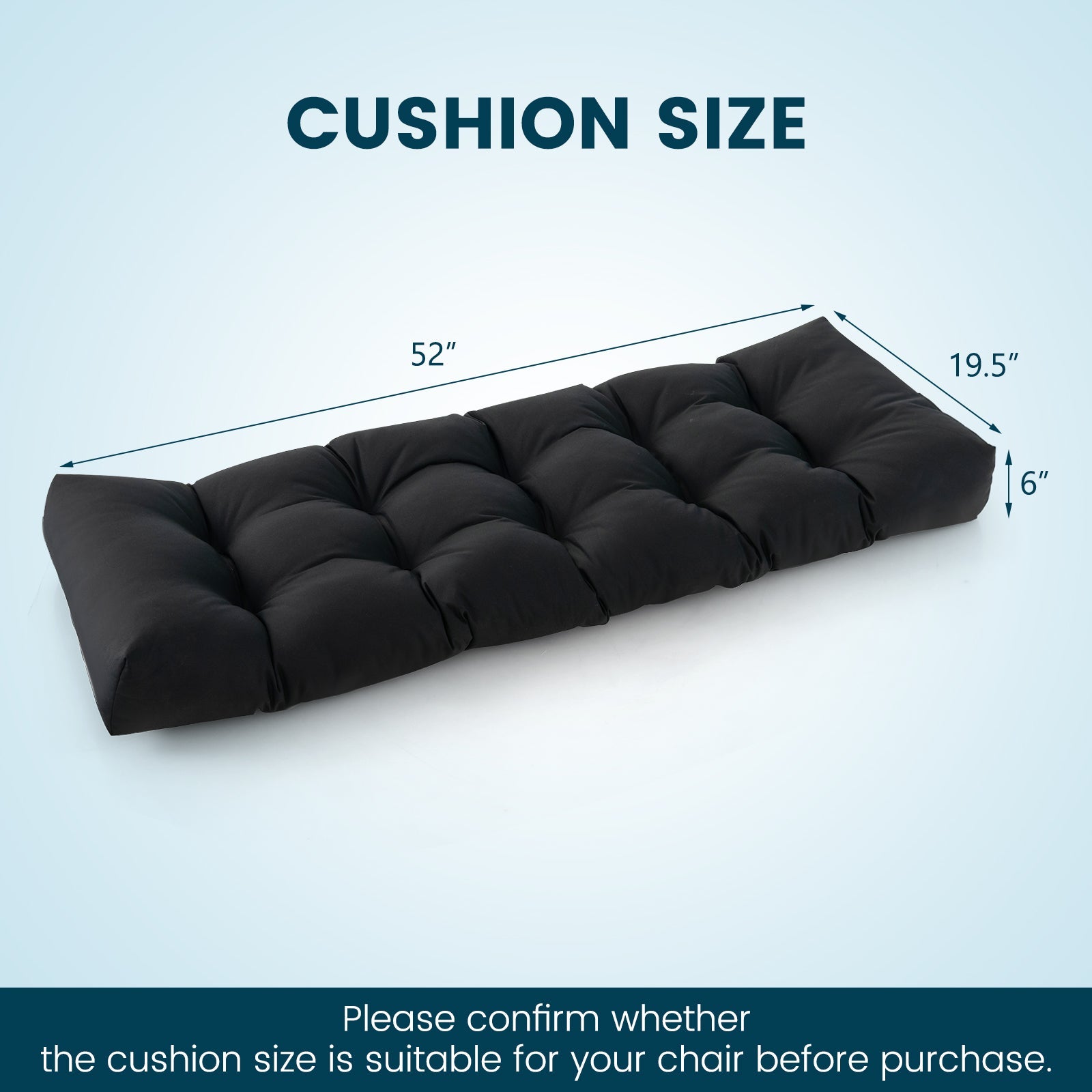 Indoor Outdoor Tufted Bench Cushion with Soft PP Cotton