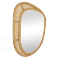 Bohemian Irregular Wall Mounted Decorative Mirror with Wooden Frame-Natural