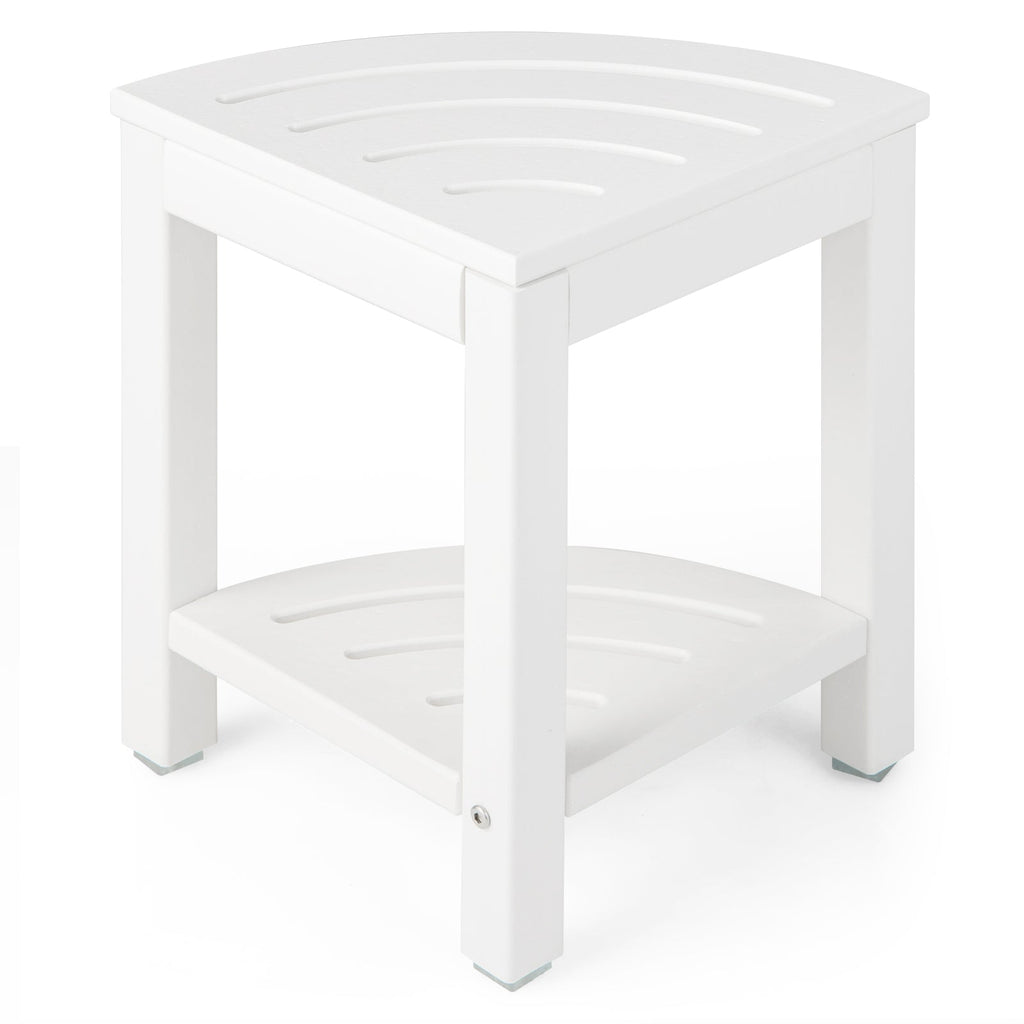 Heavy Duty Corner Shower Bench Stool with Storage Shelf for Shaving Legs
