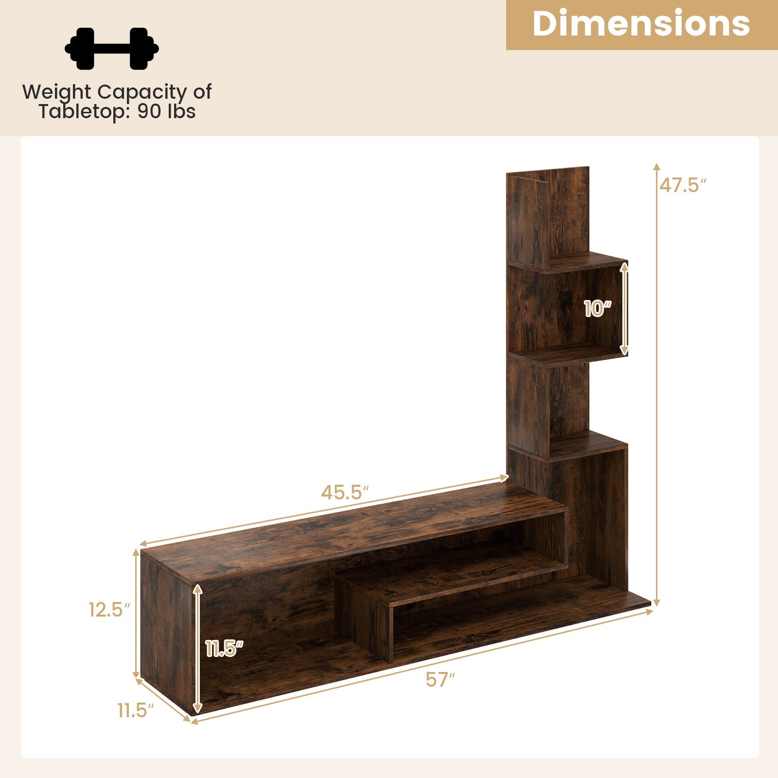 Cube TV Stand for TVs up to 50 Inch Media Console Table with Storage Shelves