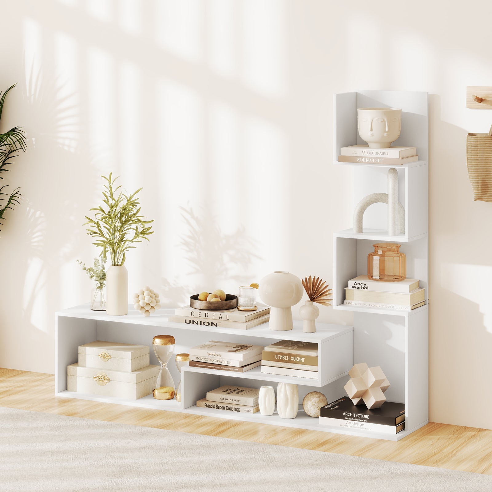 Cube TV Stand for TVs up to 50 Inch Media Console Table with Storage Shelves