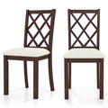 Dining Chair Set of 2 Wood Kitchen Chairs with Upholstered Seat Cushion and Rubber Wood Legs-Brown