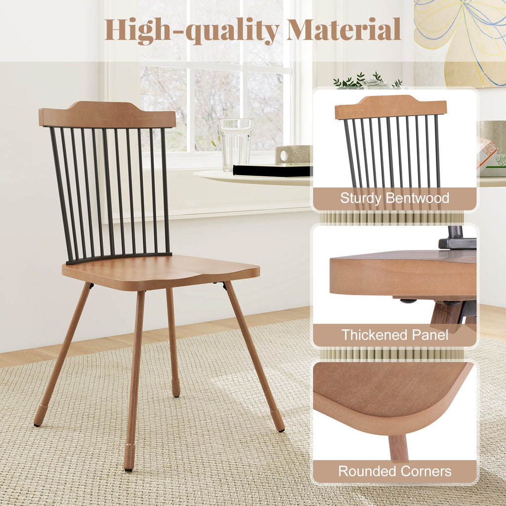 Dining Chair with Spindle Back and Ergonomic Contoured Seat Set of 2-Natural