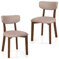 Dining Chairs Set of 2 Upholstered Mid-Back Chairs with Solid Rubber Wood Frame