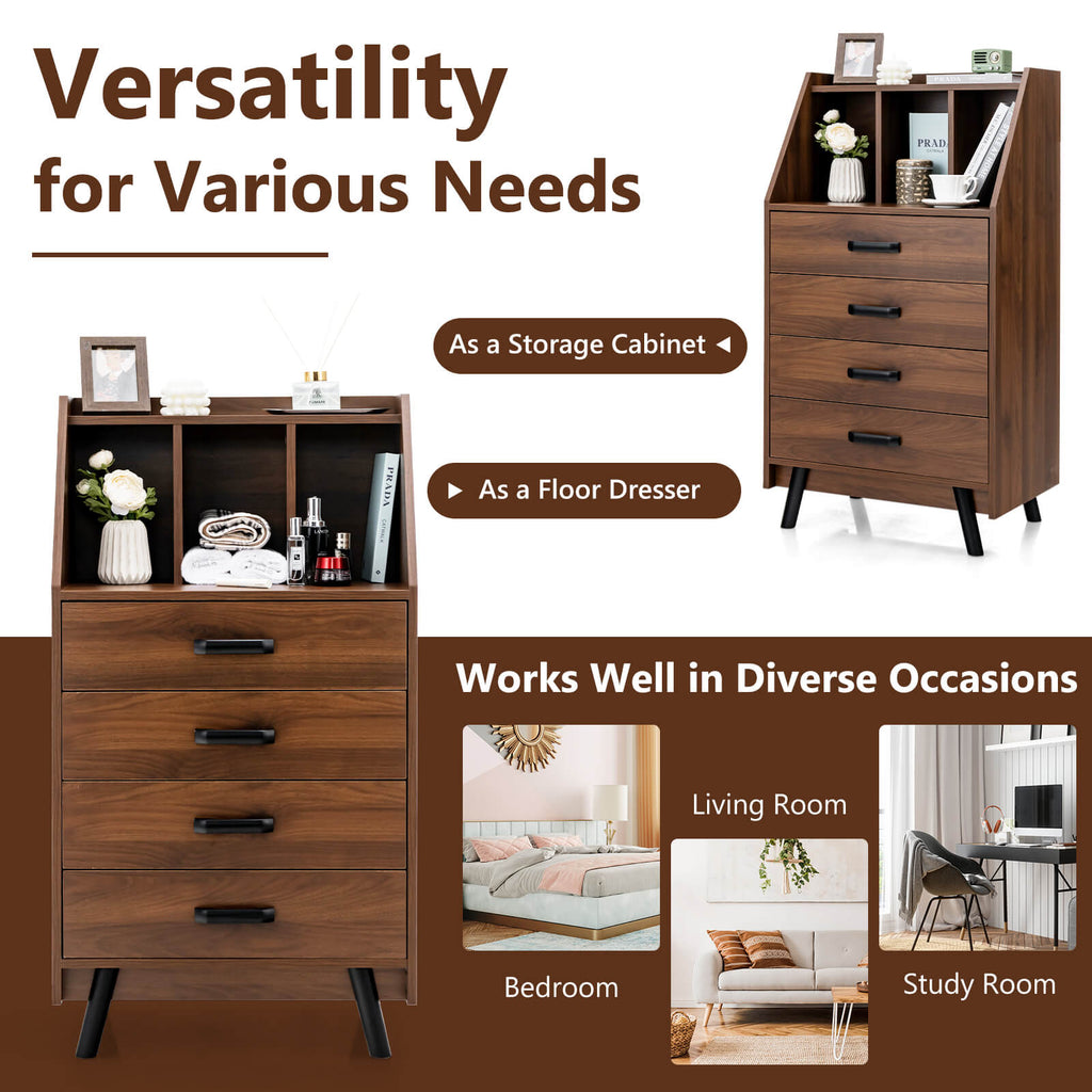4-Drawer Dresser with 2 Anti-Tipping Kits for Bedroom