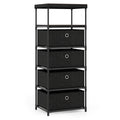 Dresser with 3/4 Drawers Fabric Storage Tower with Wood Top and Metal Frame