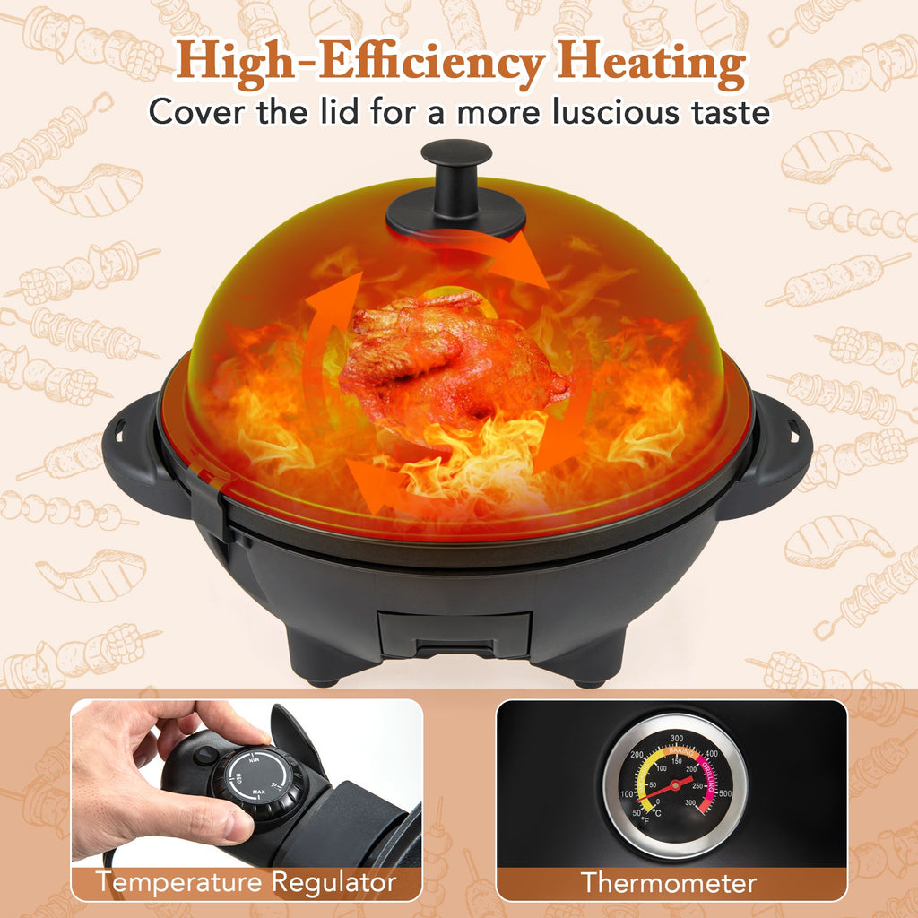 Electric BBQ Grill 1200W Indoor Outdoor Grill with 2-Zone Non-Stick Grilling Plate