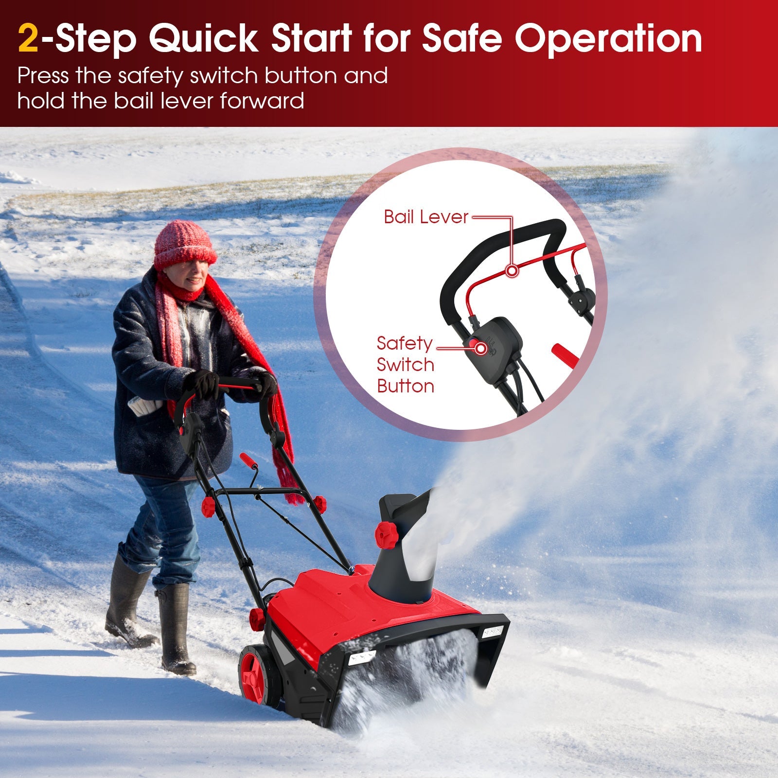 20 Inch 120V 15Amp Electric Snow Thrower with 180¬∞ Rotatable Chute