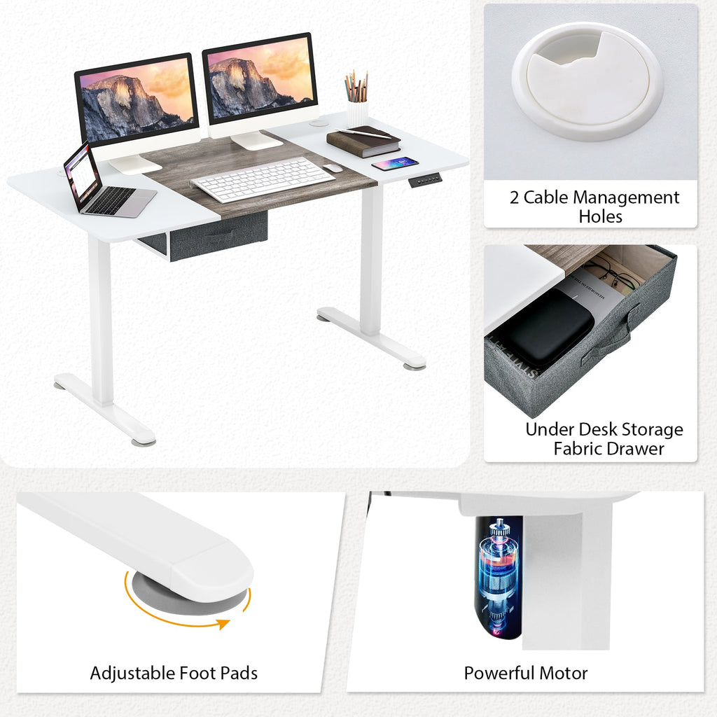 Height Adjustable Electric Standing Desk with USB Charging Port