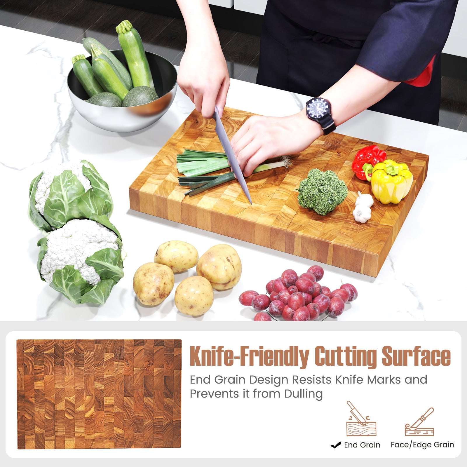 End Grain Cutting Board With Natural Waxes and Oils