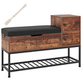 Entryway Bench with Flip Top Box and 2 Door Cabinets for Entryway-Rustic Brown