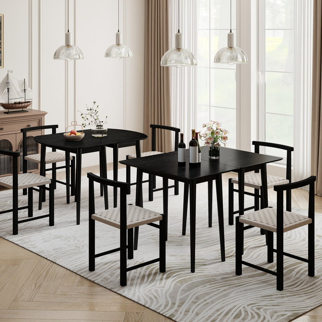 Extendable Dining Table Set with 2 Half-Round and 1 Rectangular Tables