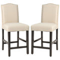 2 Pcs Fabric Nail Head Counter Height Dining Side Chairs Set