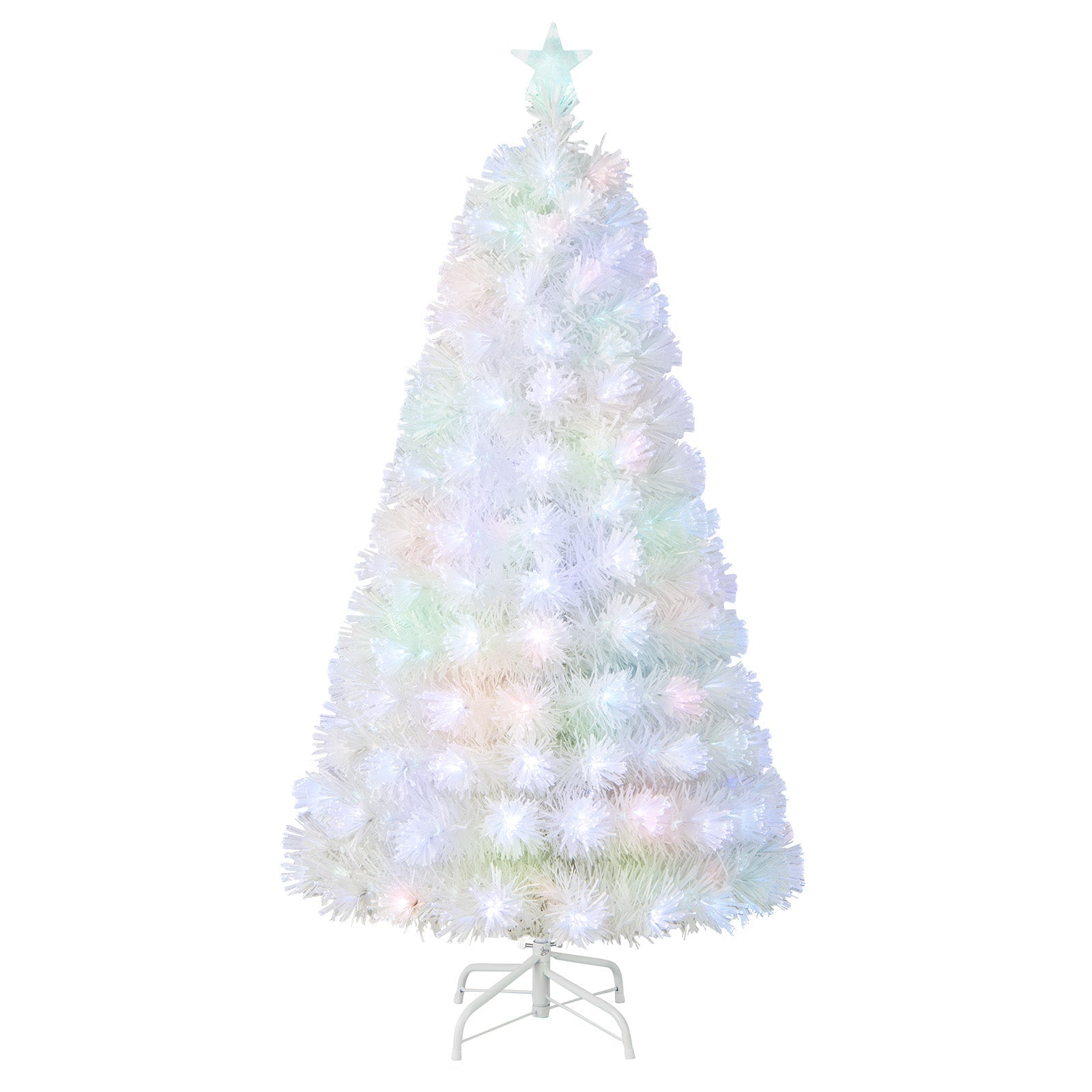 6/7 Feet Pre-Lit Fiber Optic White Snow-Flocked Artificial Christmas Tree