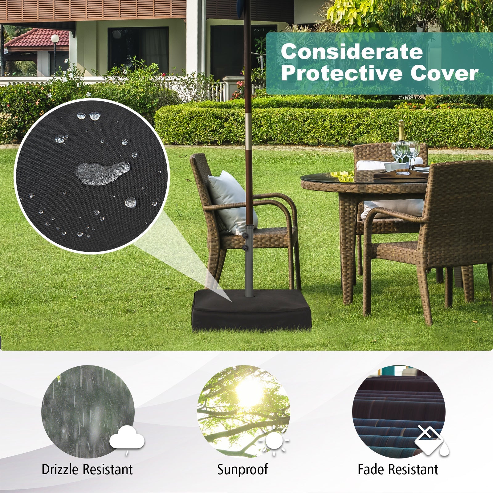 Fillable Umbrella Base with 2 Sandbags and Dust-proof Cover