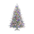 7 Feet Flocked Christmas Tree with 8 Lighting Modes and Multi-Color LED Lights
