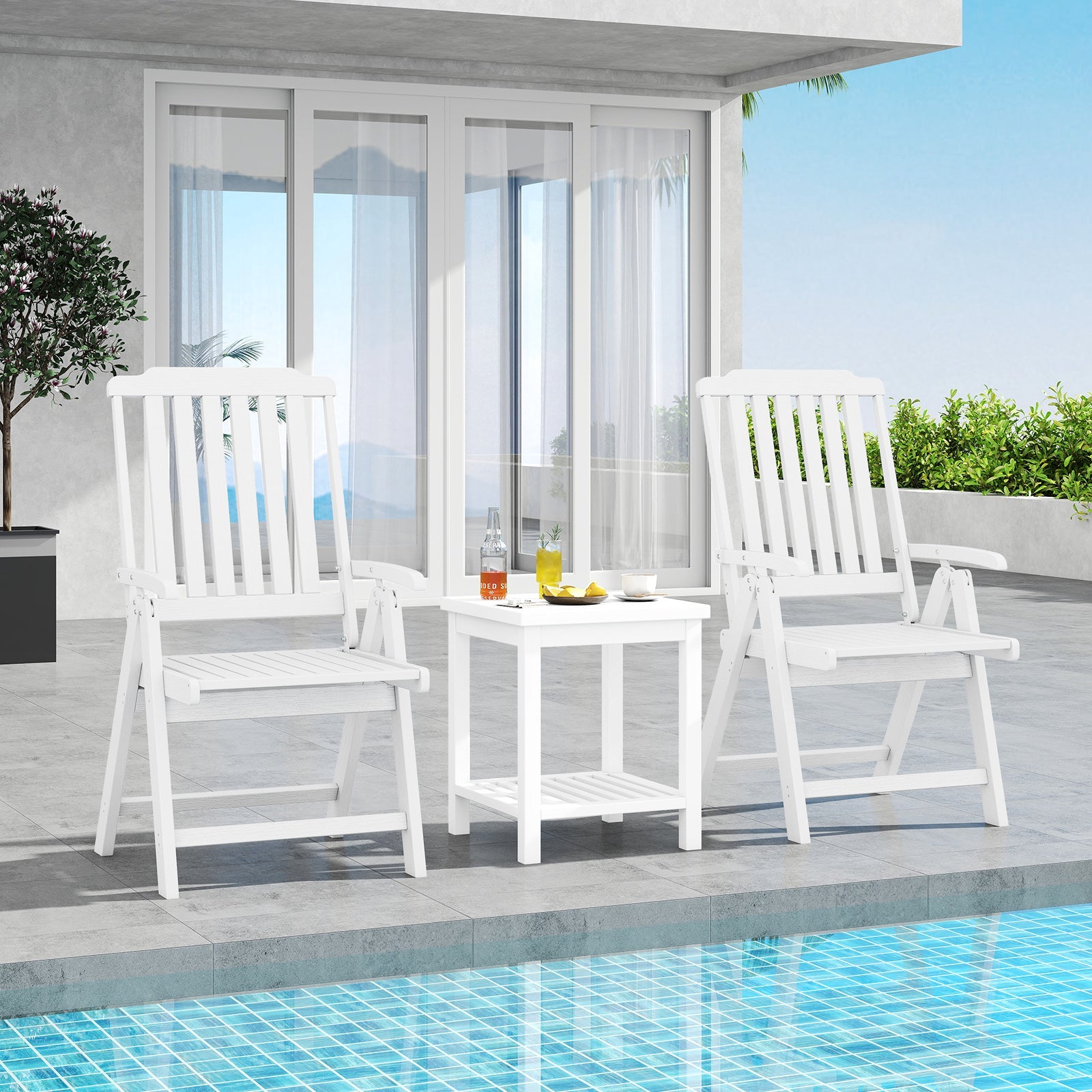 Foldable Patio Chair All-Weather HDPE Outdoor Dining Chair with Armrest
