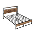 Full/Queen Bed Frame with 2-Tier Storage Headboard and Charging Station