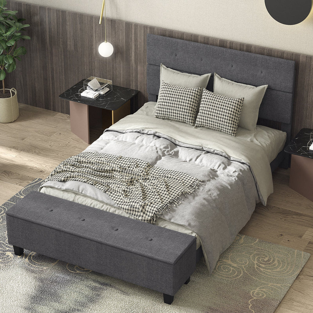 Full/Queen/Twin Upholstered Bed Frame with Ottoman Storage