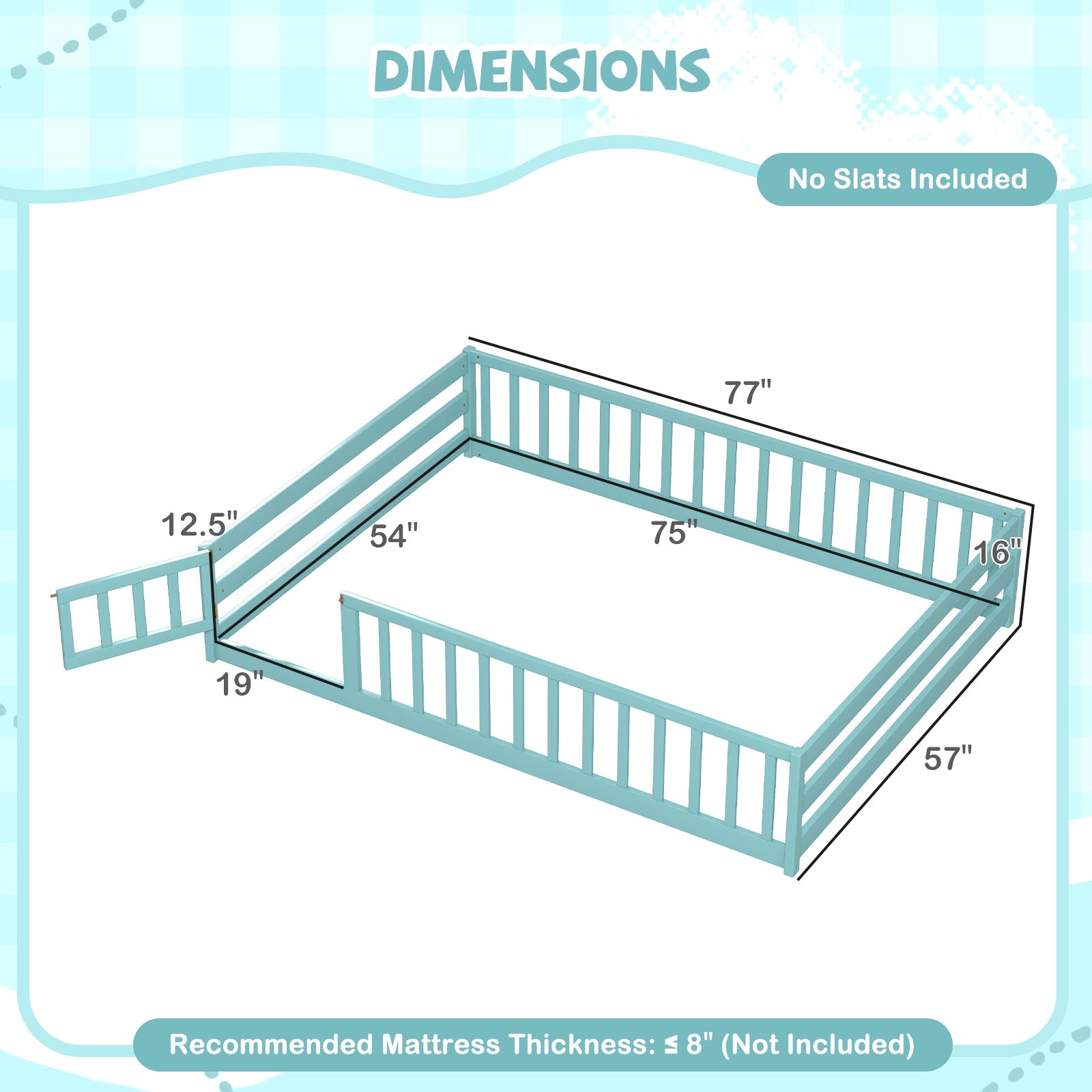 Full Size Floor Bed with Full Length Safety Guardrails