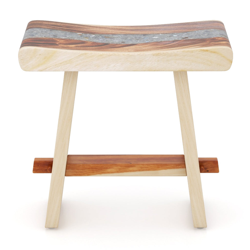 Fully Assembled Shower Stool with Epoxy Finish and Curved Seat