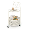 Modern Sofa Side Table on Lockable Wheels for Living Room Bedroom Study