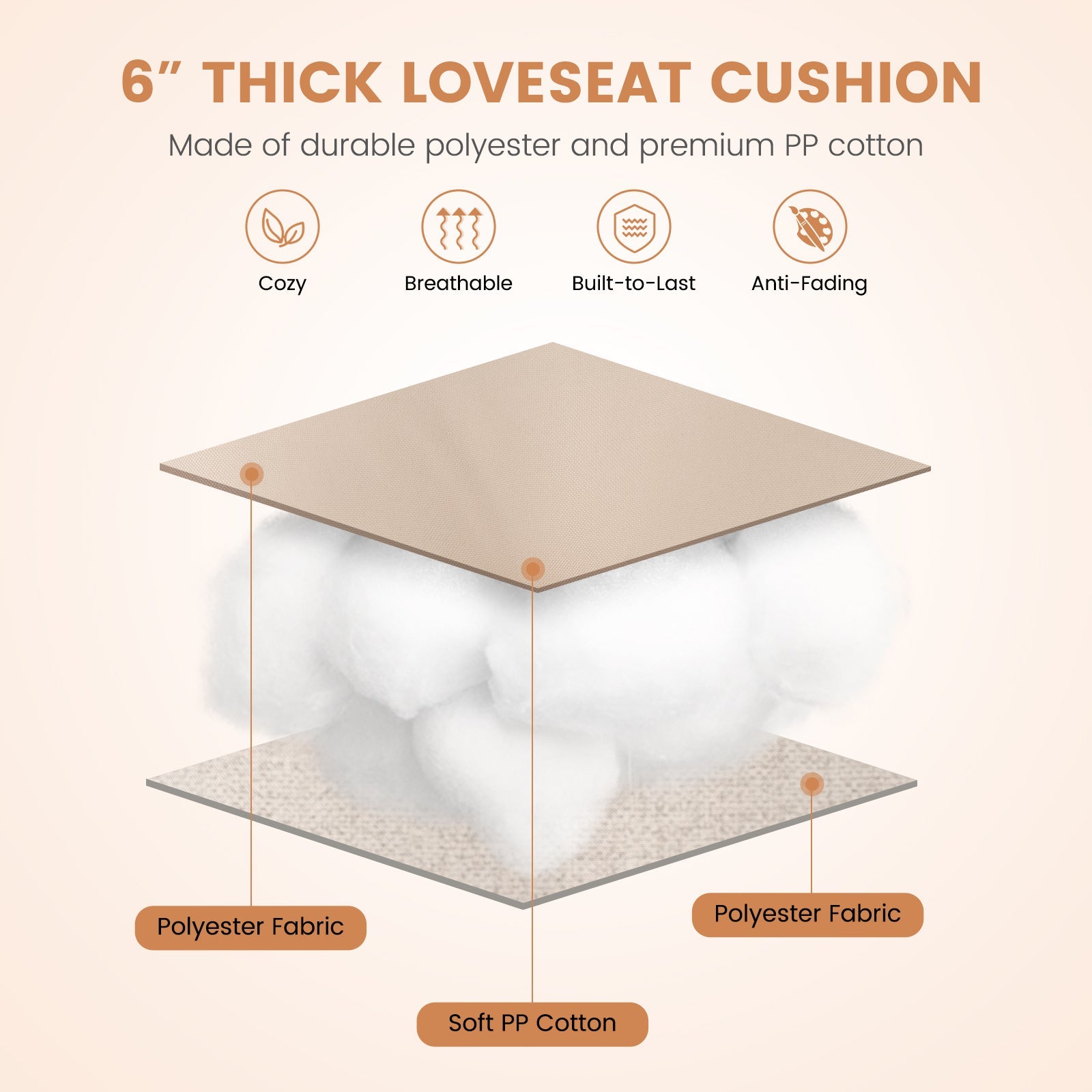 Indoor Outdoor Tufted Bench Cushion with Soft PP Cotton